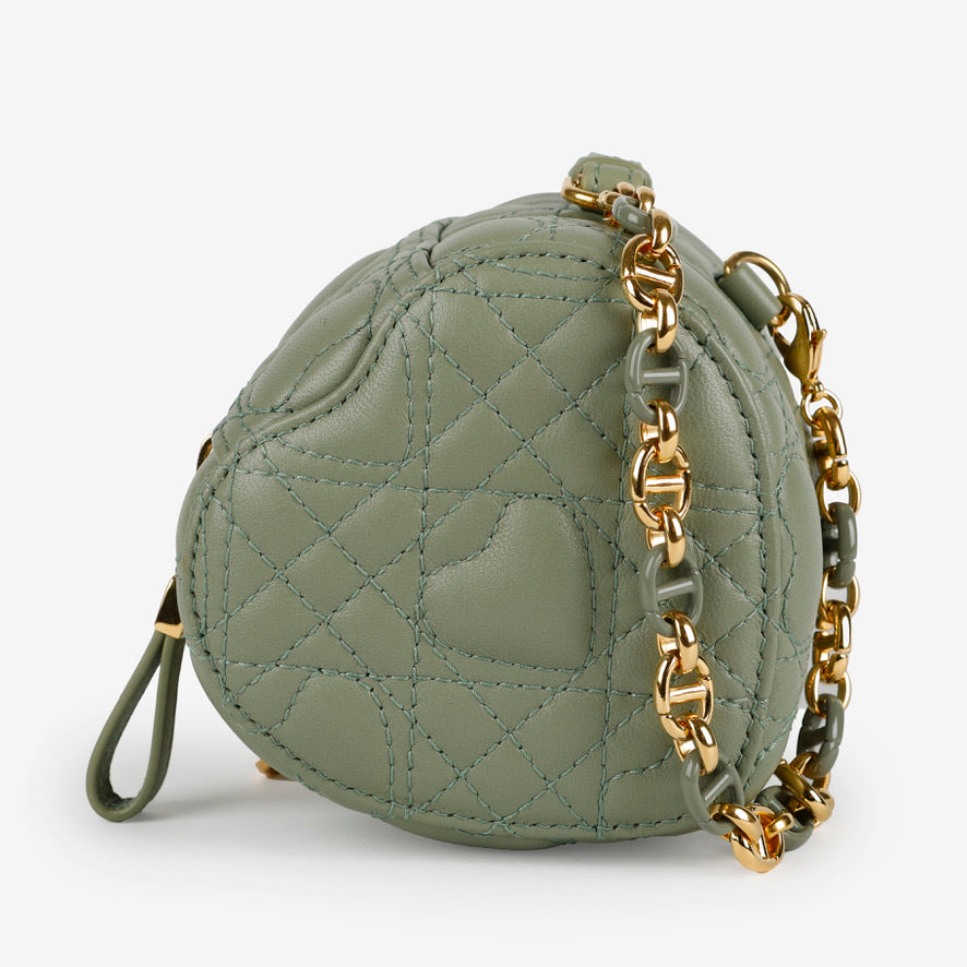 Mini Heart Cannage Bag Sage Green