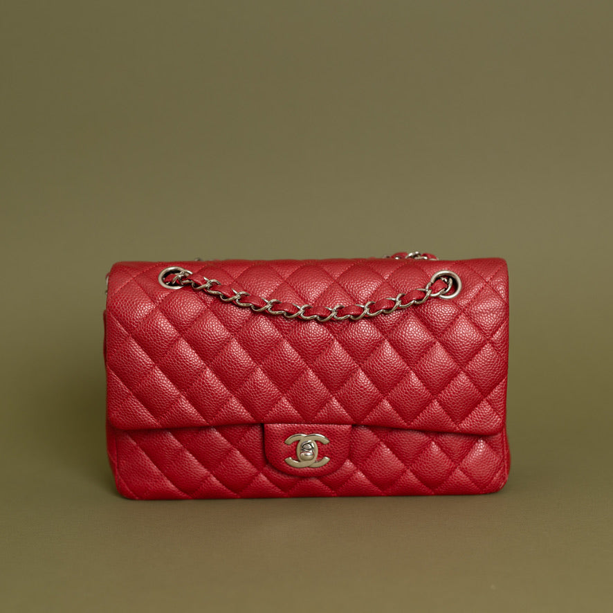 Medium Double Flap, Red Caviar SHW 2960