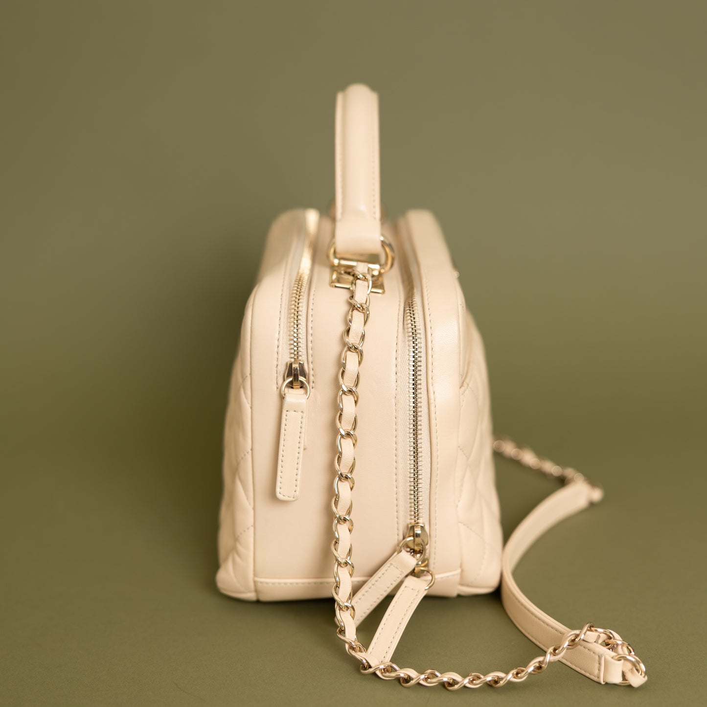 Medium Trendy CC Bowling Bag, Beige 9863