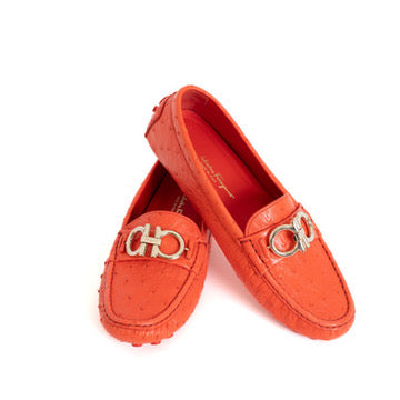 Orange Ostrich Driving Shoes