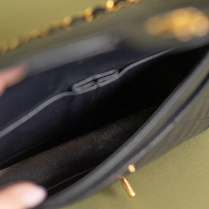 Vintage Medium Double Flap, Navy Lambskin 9192