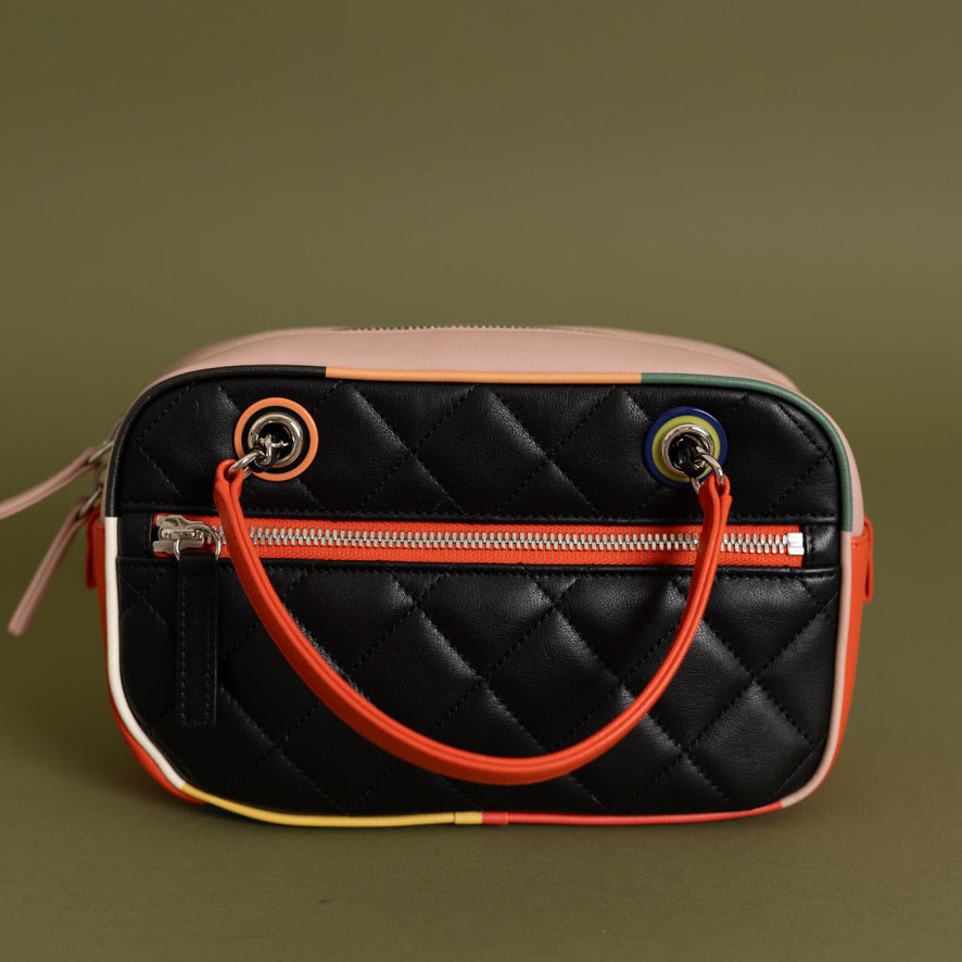 Cuba Camera Bag, Navy Multicolor Calfskin  9163
