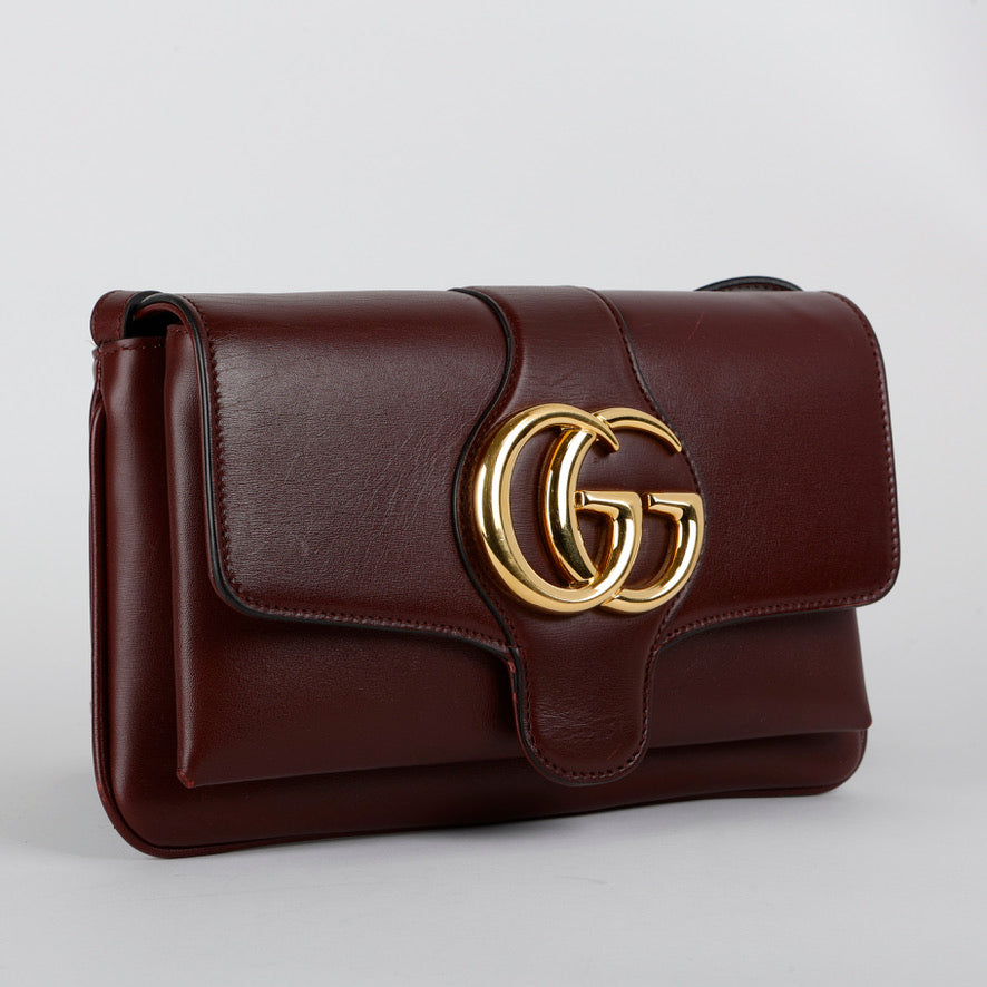 Small Arli Flap Shoulder Bag, Bordeaux