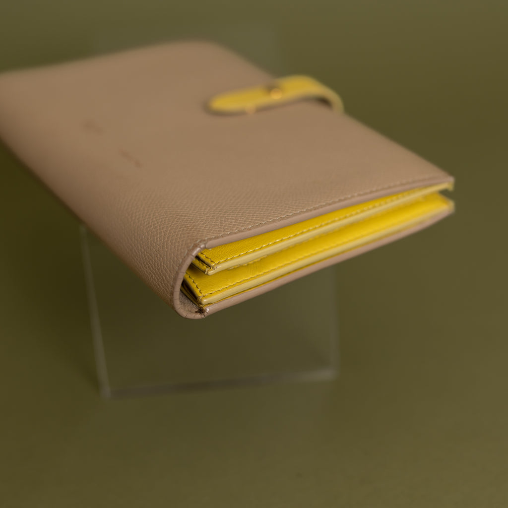 Large Strap Wallet Beige Yellow 2965