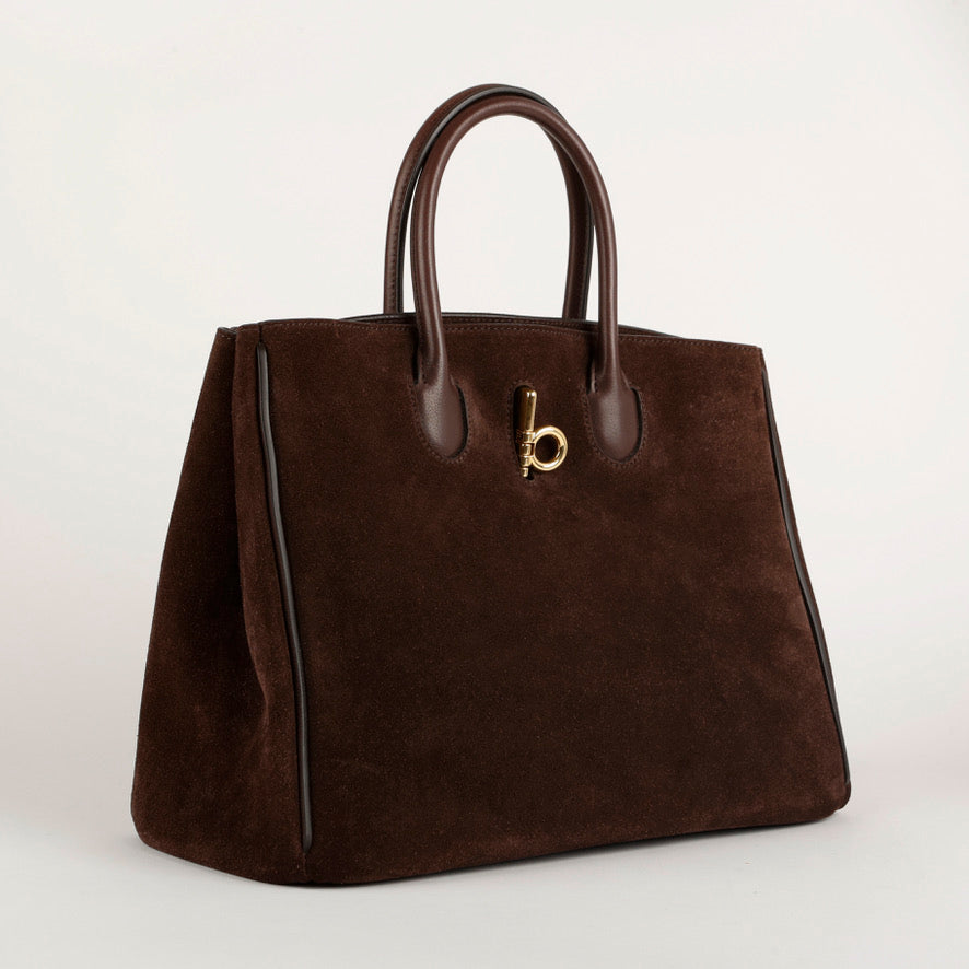 Rocking Horse Tote, Brown Suede