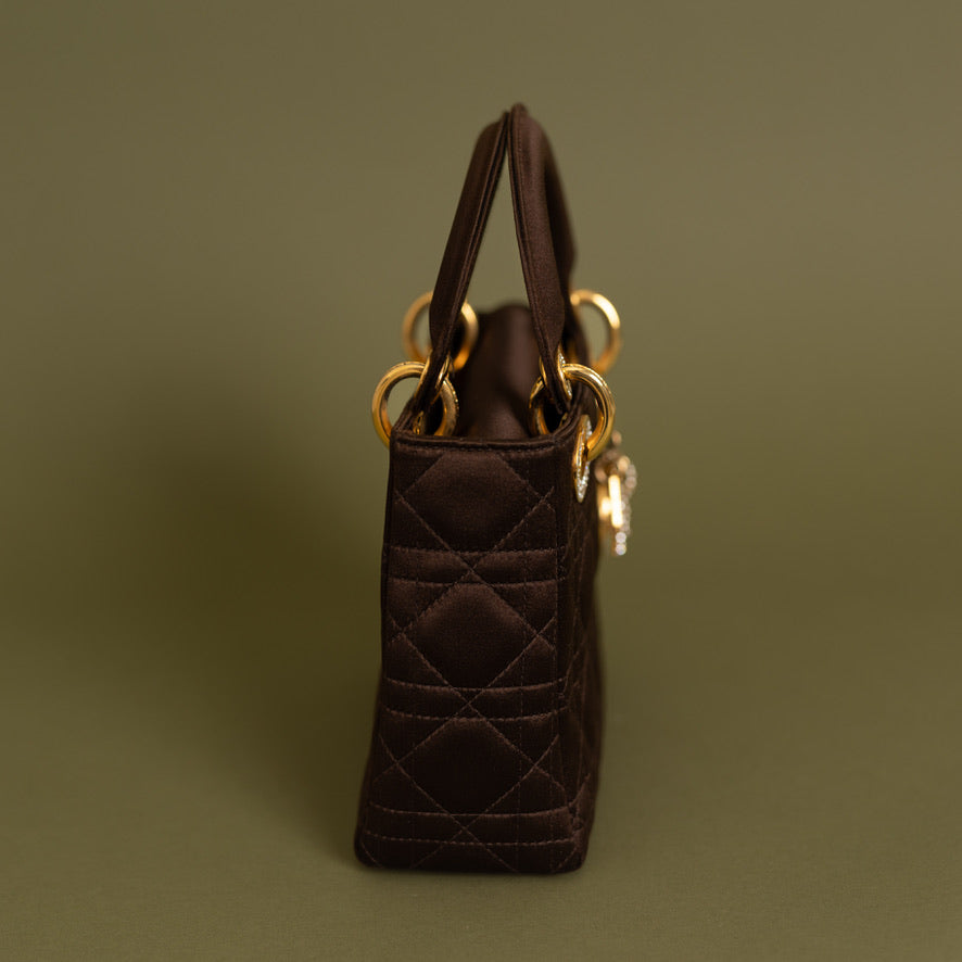 Mini Lady Dior, Brown Satin 2916