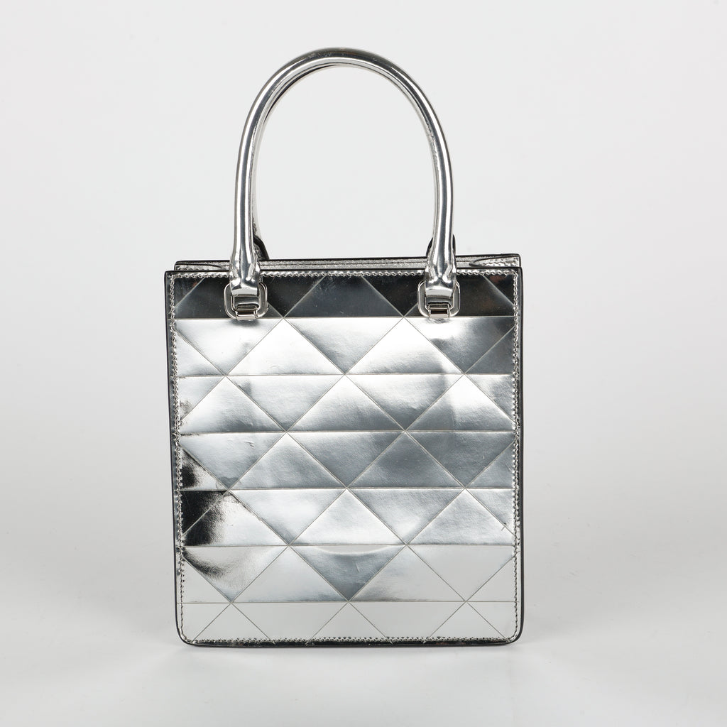 Silver Triangle Spazzolato Mini Tote