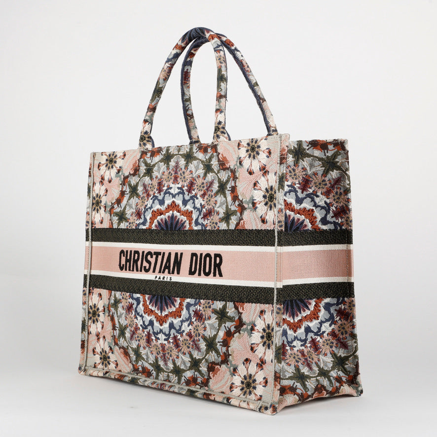 Medium Book Tote Embrodiered, Multicolor