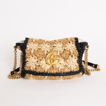 Marmont Flap Bag Woven Raffia