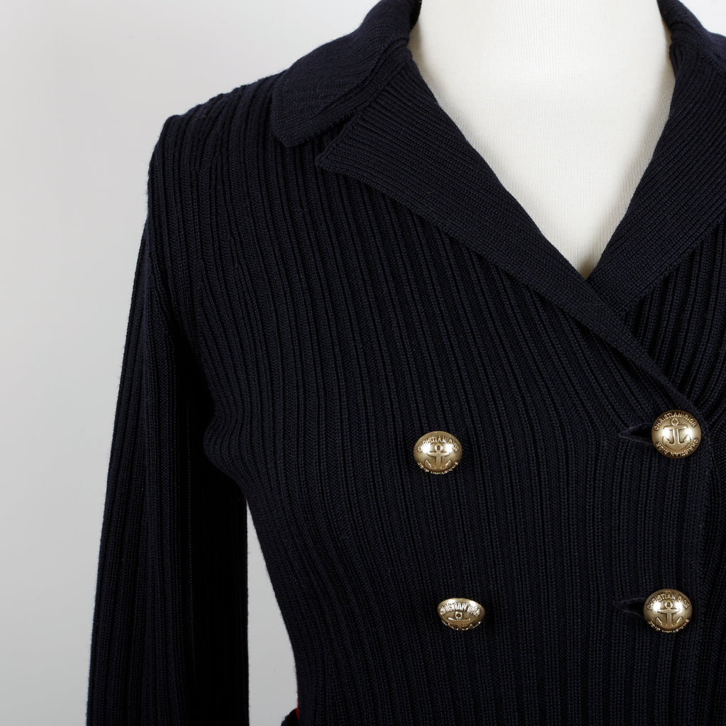 Navy Blue Red Wool Double Breasted Jacket