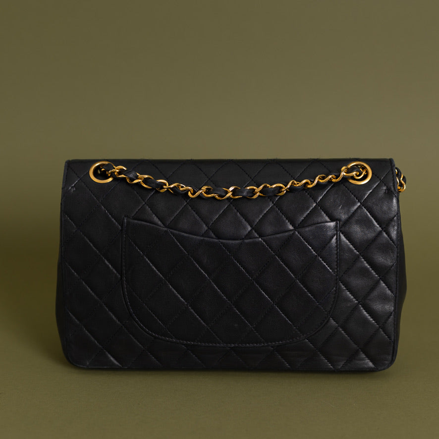 Vintage Medium Double Flap, Navy Lambskin 9192