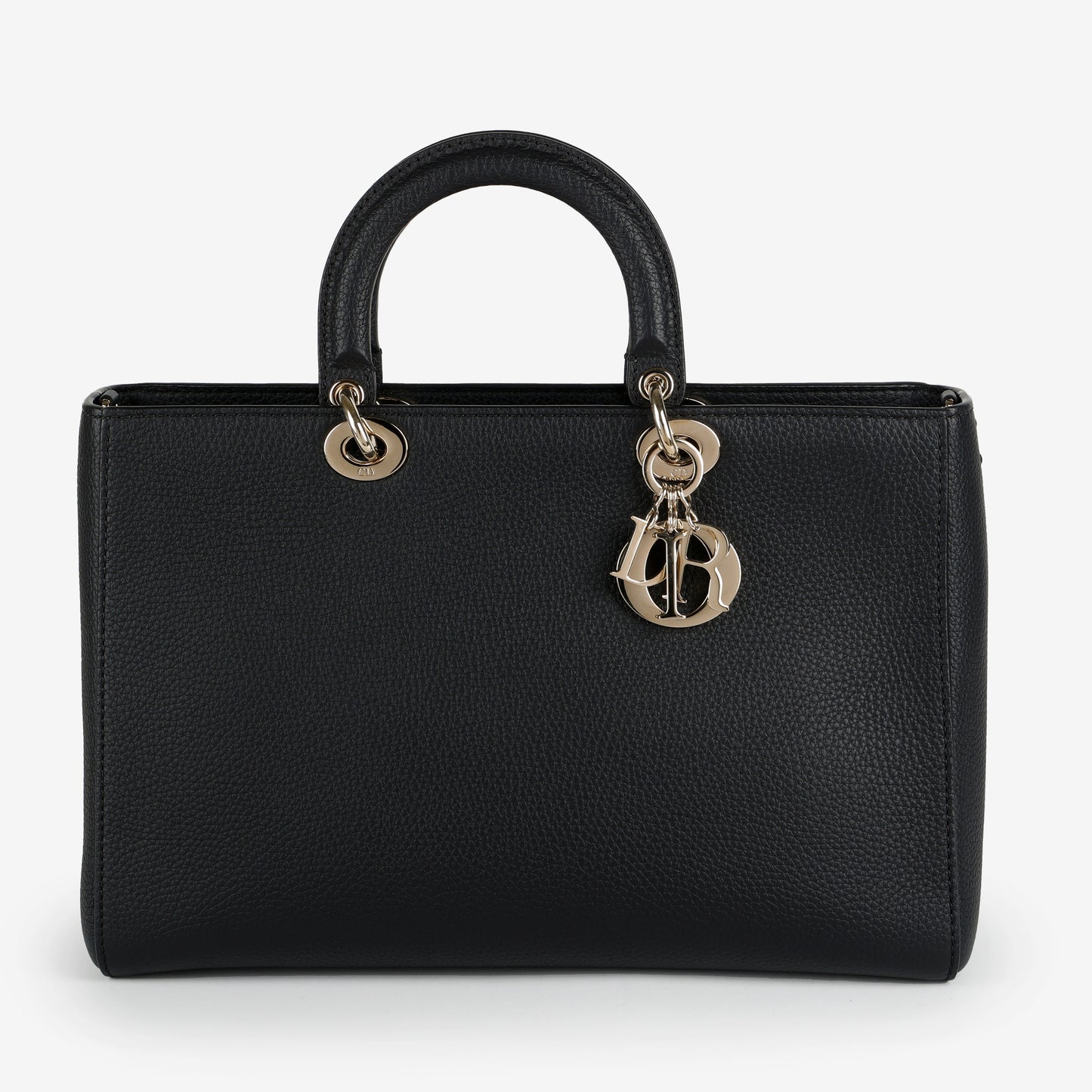 Large D-Sire Black Calfskin