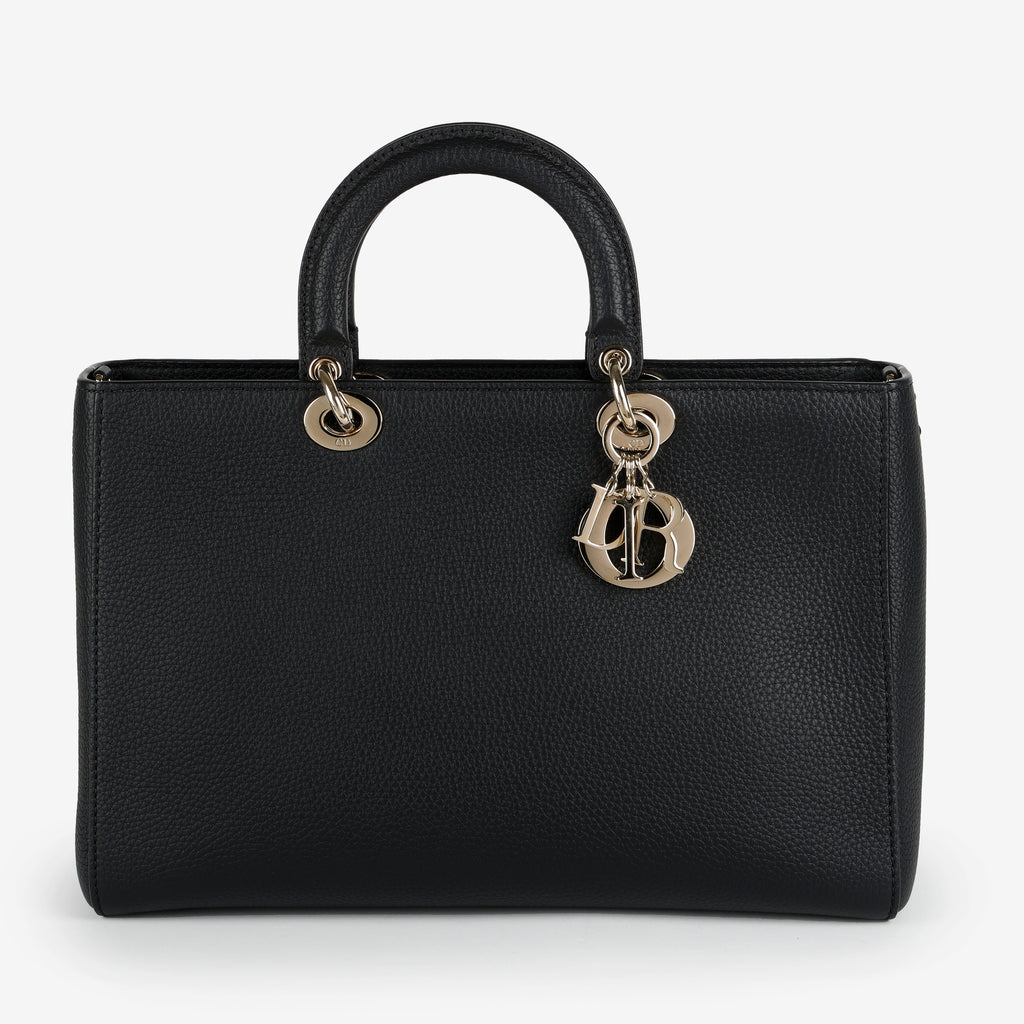 Large D-Sire Black Calfskin