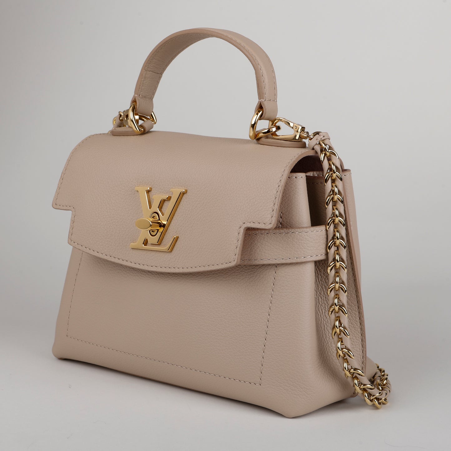LockMe Ever BB, Greige Grained Calfskin