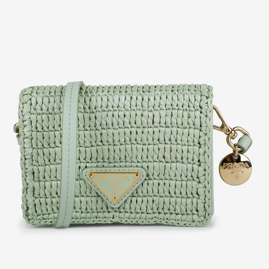 Raffia Mini Bag, Mint Green