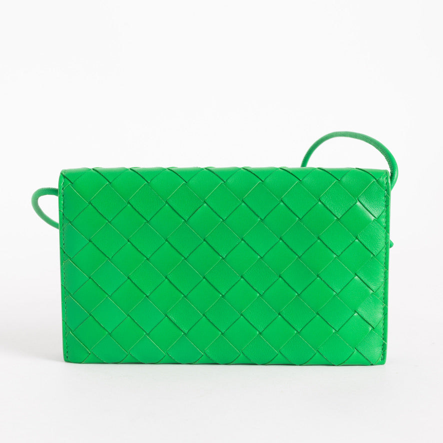 Bottega Venetta Wallet On Strap Green 5030