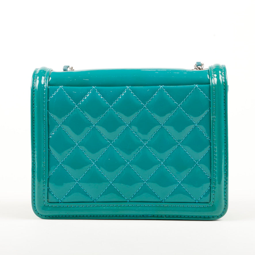 Plexiglass Patent Mini Boy Brick Flap Turquoise Navy
