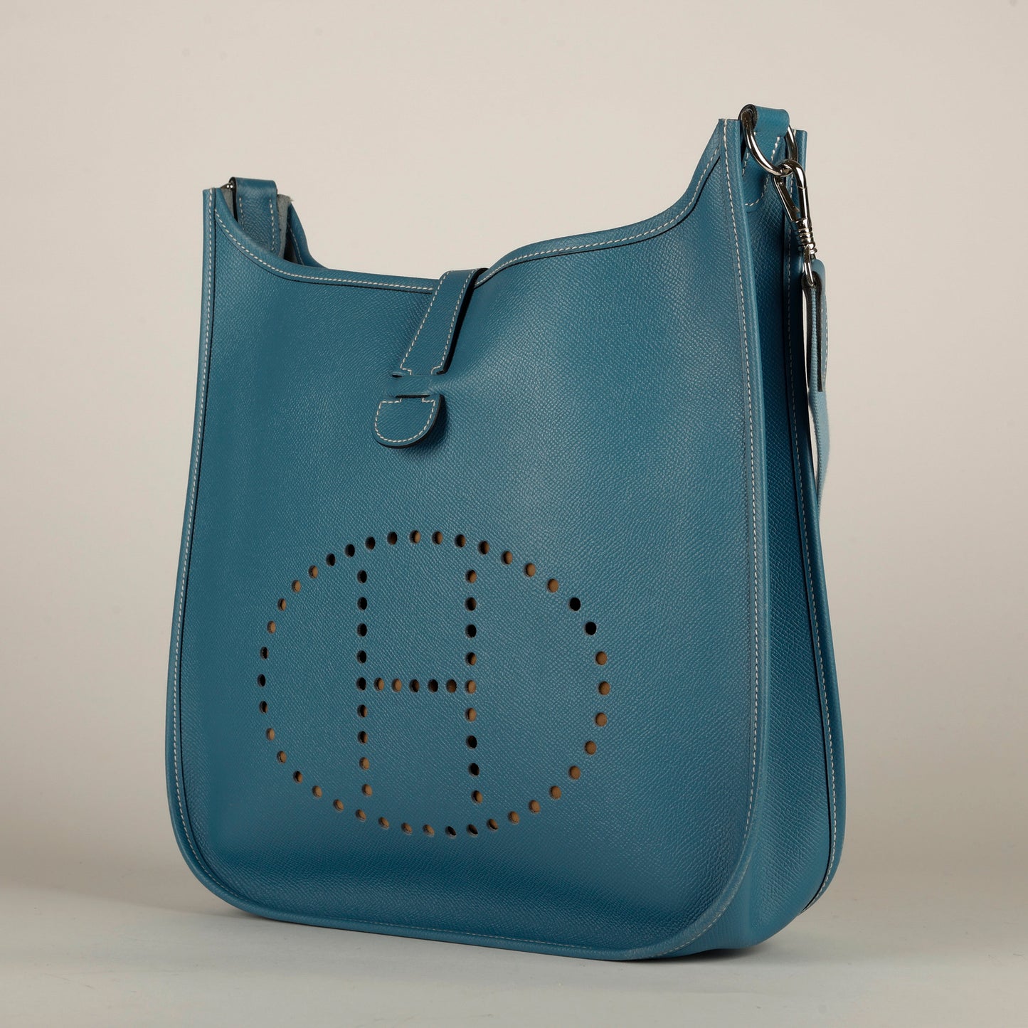 Evelyne PM I, Blue Jean Epsom Palladium Hardware