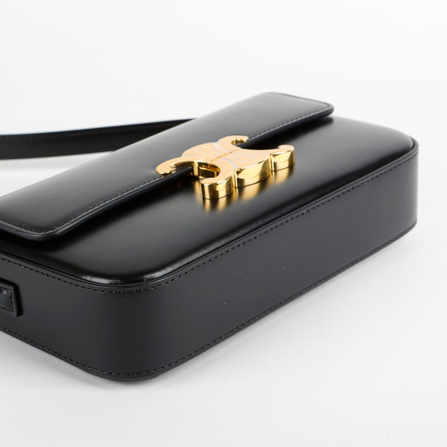 Triomphe Shoulder Bag, Black Calfskin