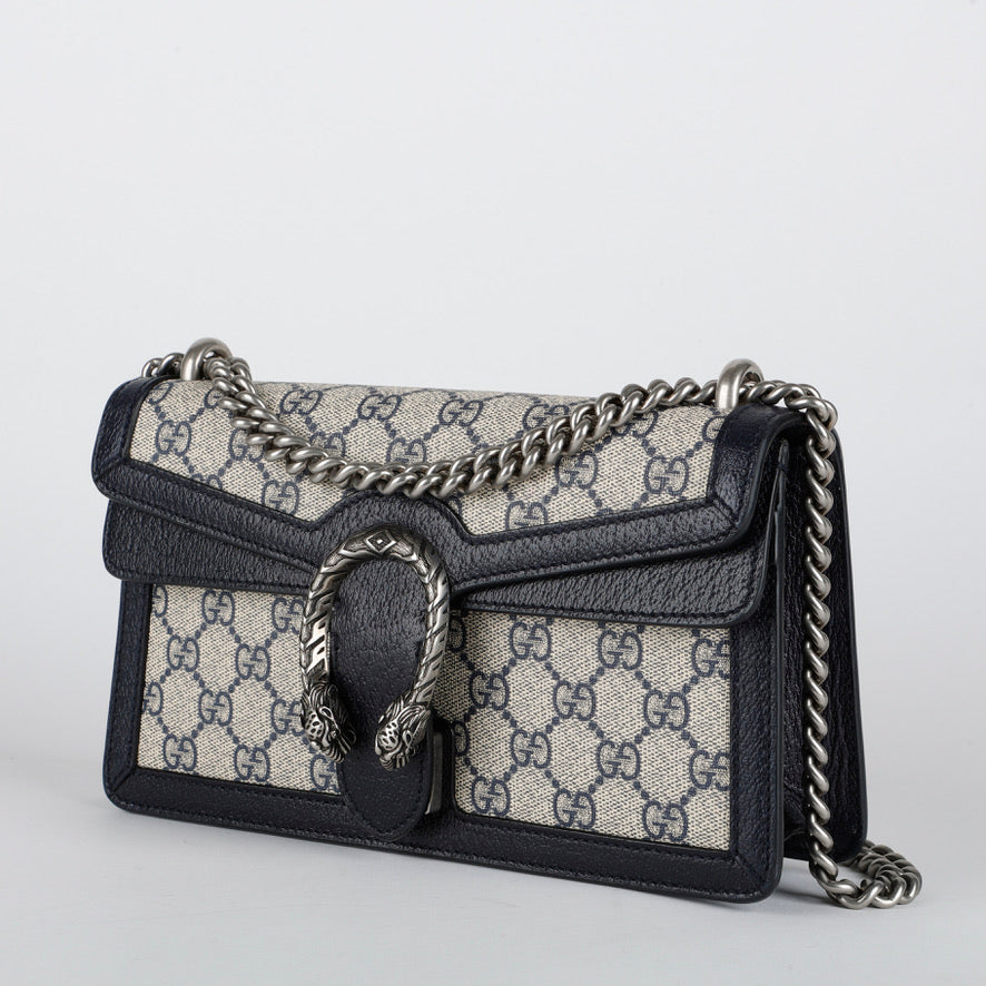 Medium Dionysus Shoulder Bag, Navy Coated Canvas 12031