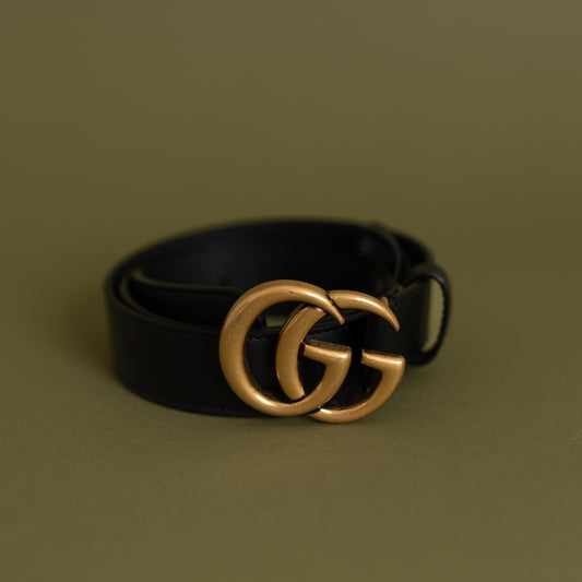 GG Marmont Belt, Black GHW Size 80 .