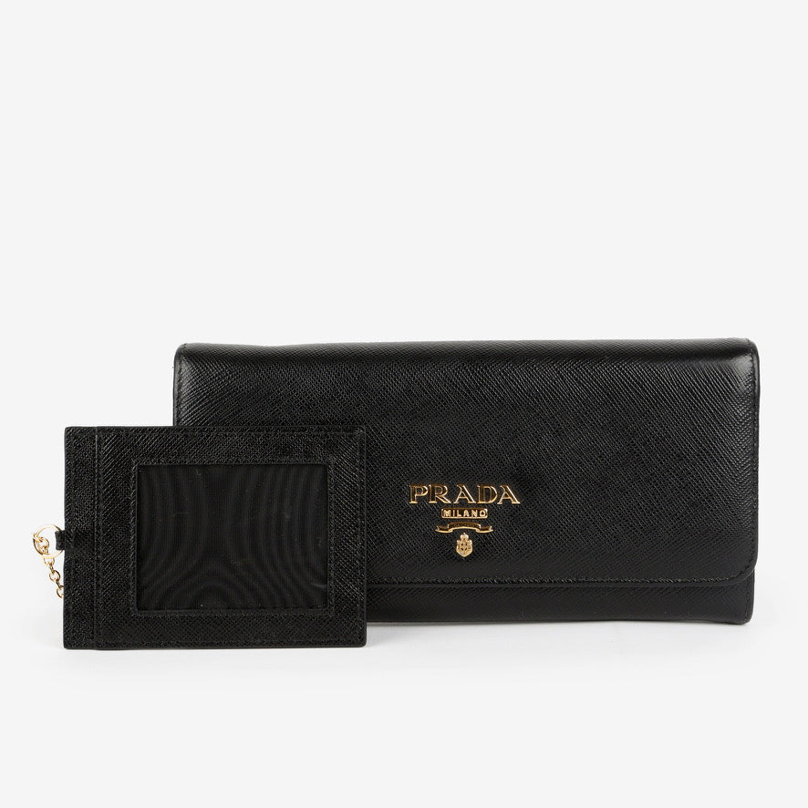 Saffiano Continental Wallet, Black