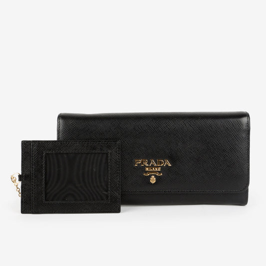 Saffiano Continental Wallet, Black