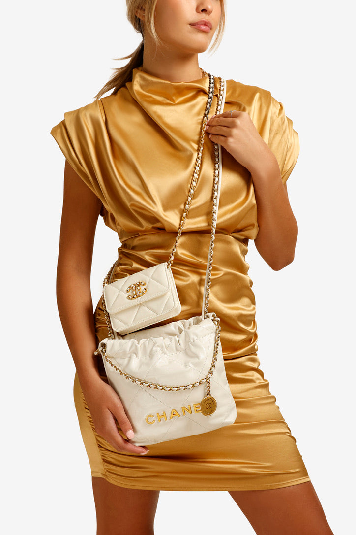Mini 22, White Lambskin