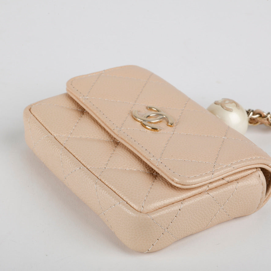 CC Pearl Coin Card Holder with Chain Caviar