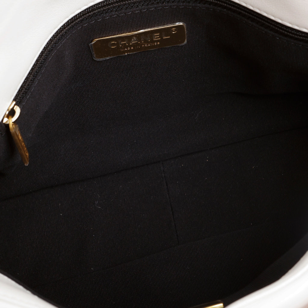 Medium 19, White Lambskin Silver Hardware