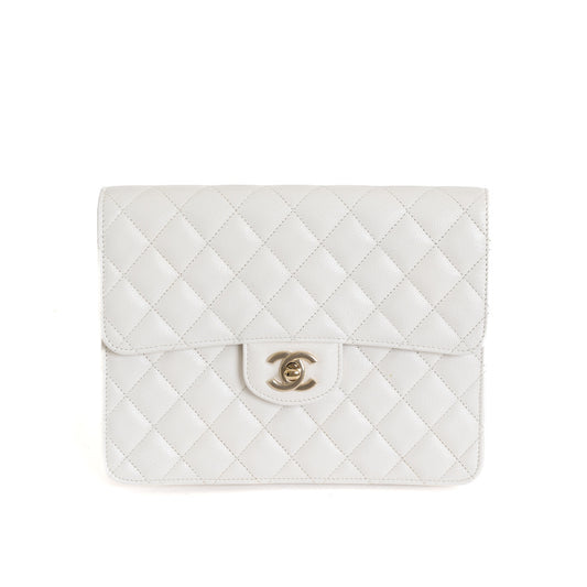 Square Clutch, White Caviar 7279