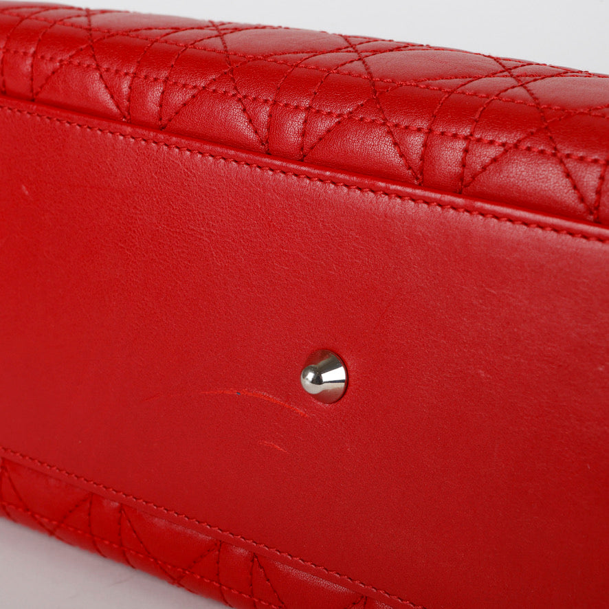 Large Lady Dior Red Lambskin