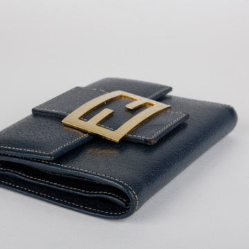 Baguette Trifold Wallet, Navy Calfskin