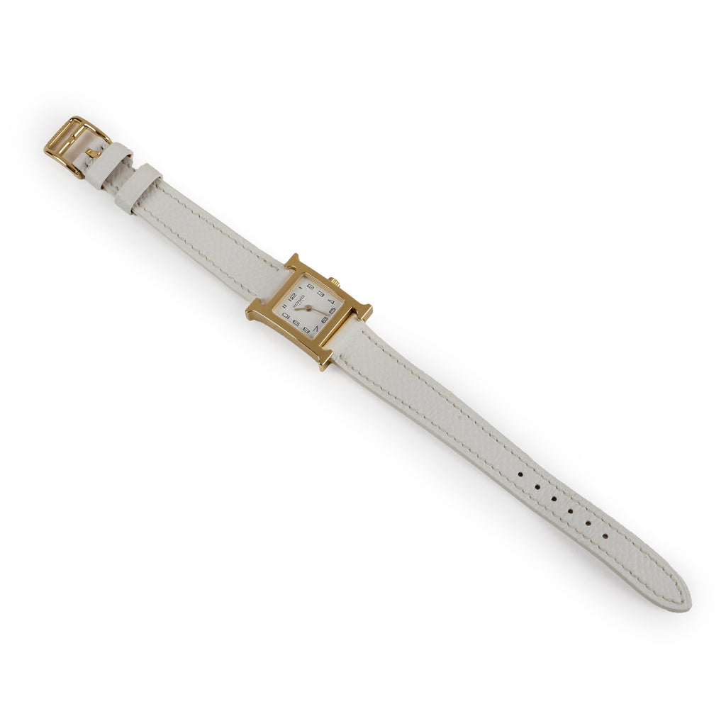 Mini Heures H Watch, White Epsom