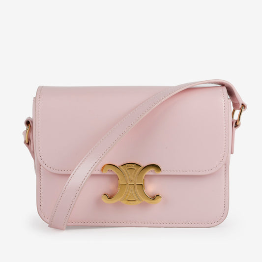 Triomphe Shoulder Bag, Pink Calfskin