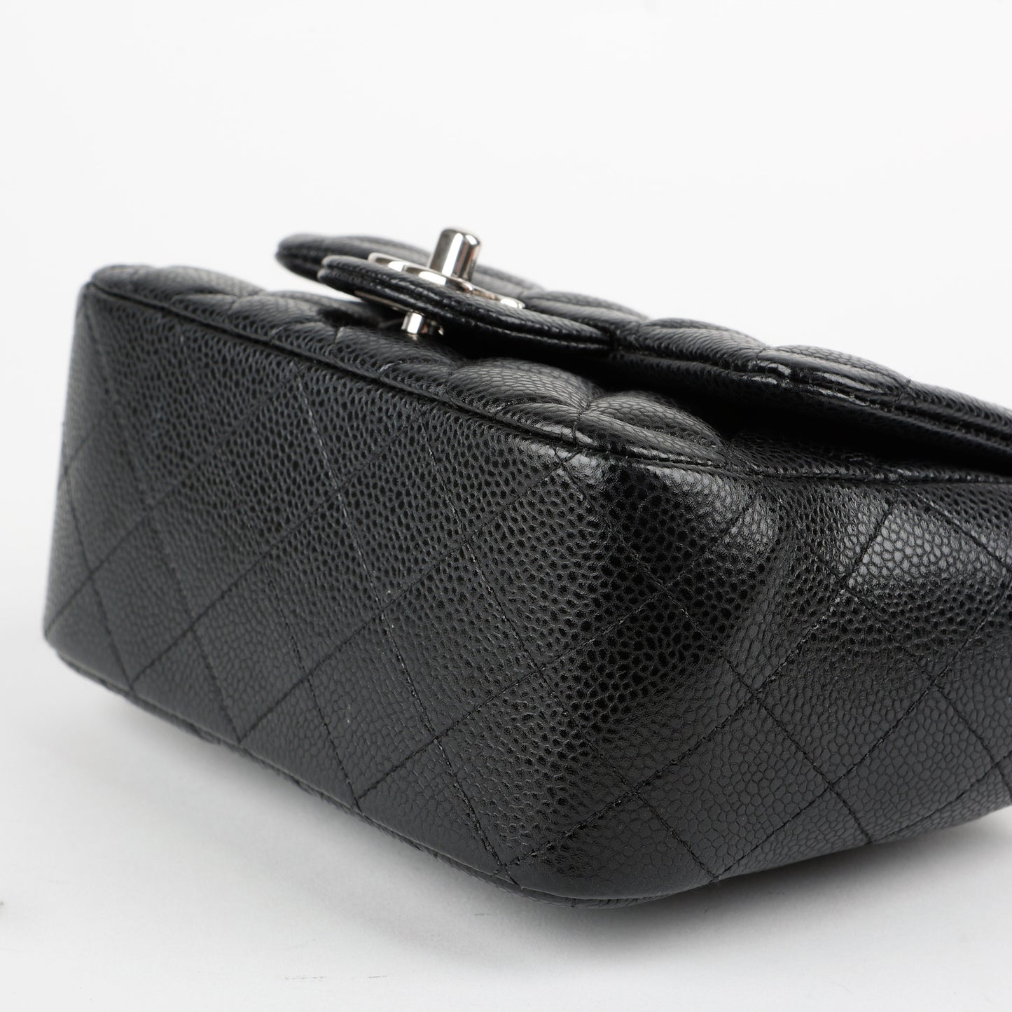 Mini Square Flap, Black Caviar SHW