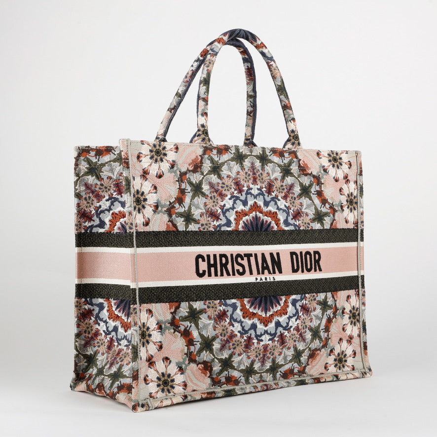 Medium Book Tote Embrodiered, Multicolor