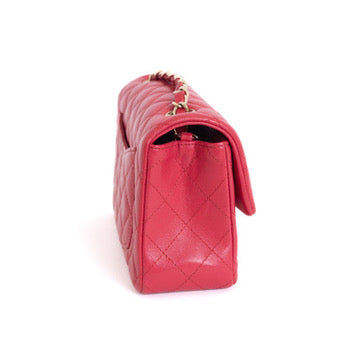 Mini Rectangular Flap, Raspberry Red Lambskin 6877