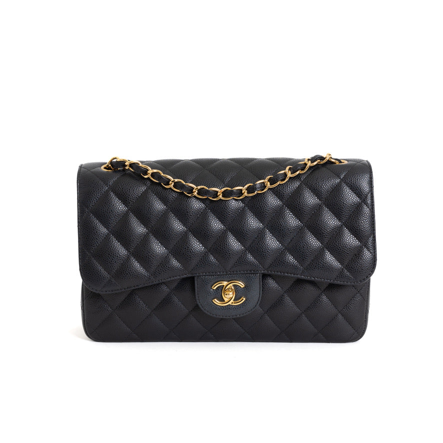 Jumbo Double Flap, Black Caviar 7616