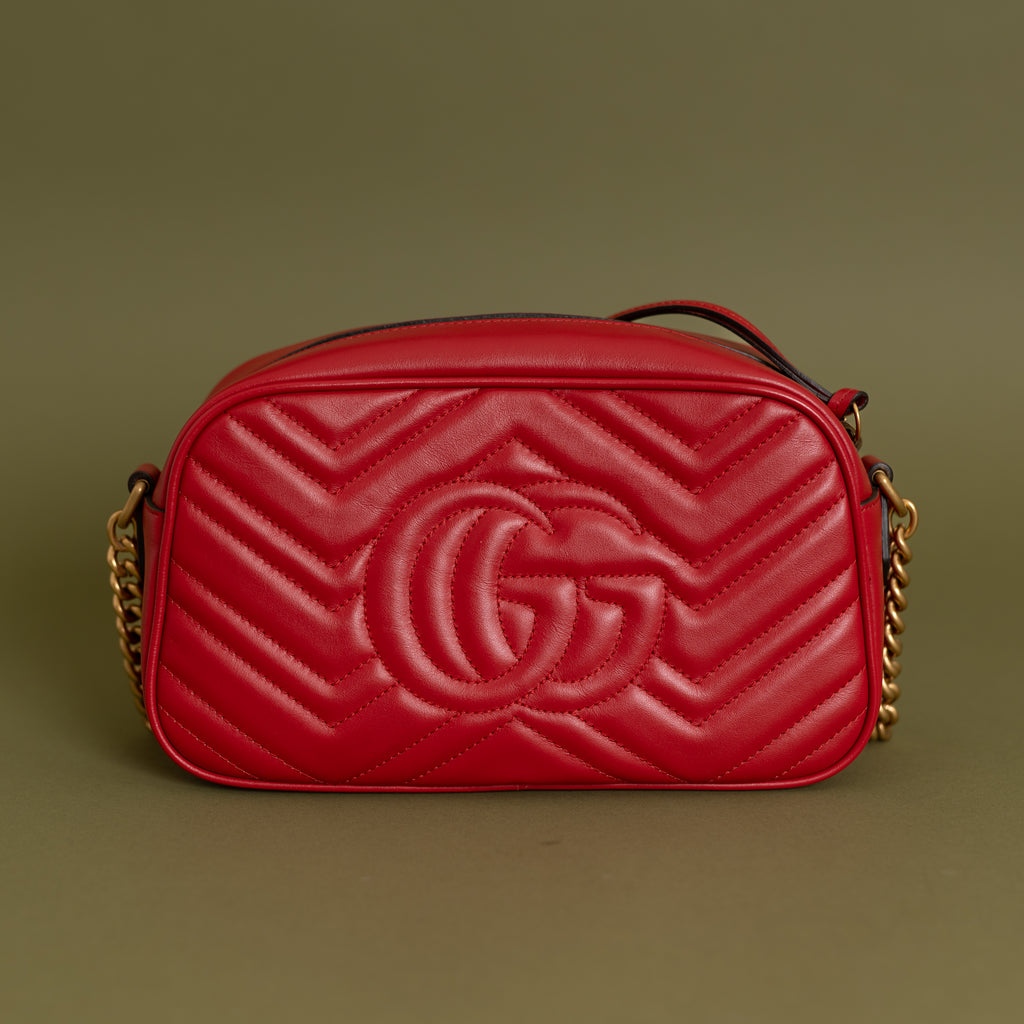 Small GG Marmont Camera Bag, Red GHW 9399