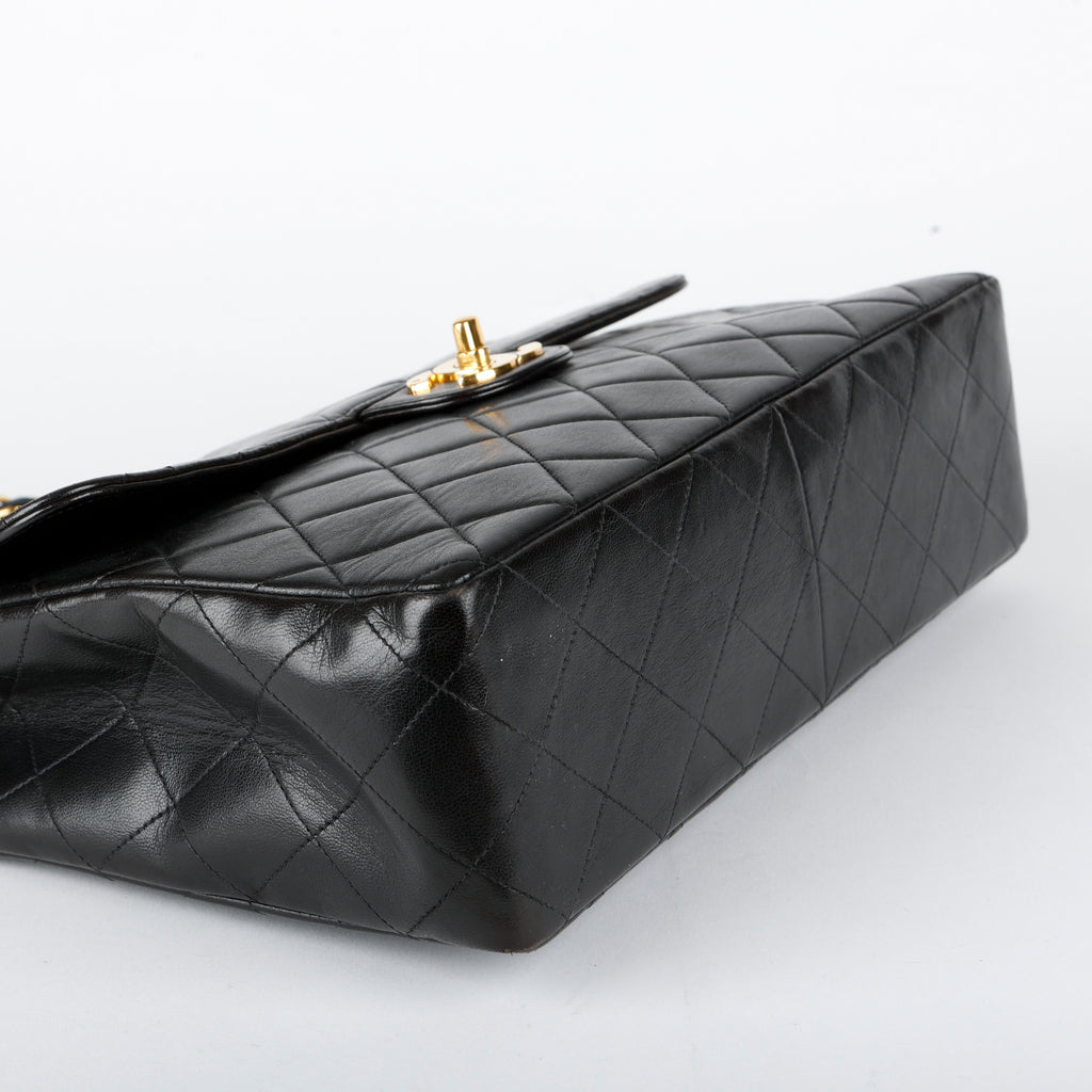 Lambskin Single Flap, Black Gold Hardware