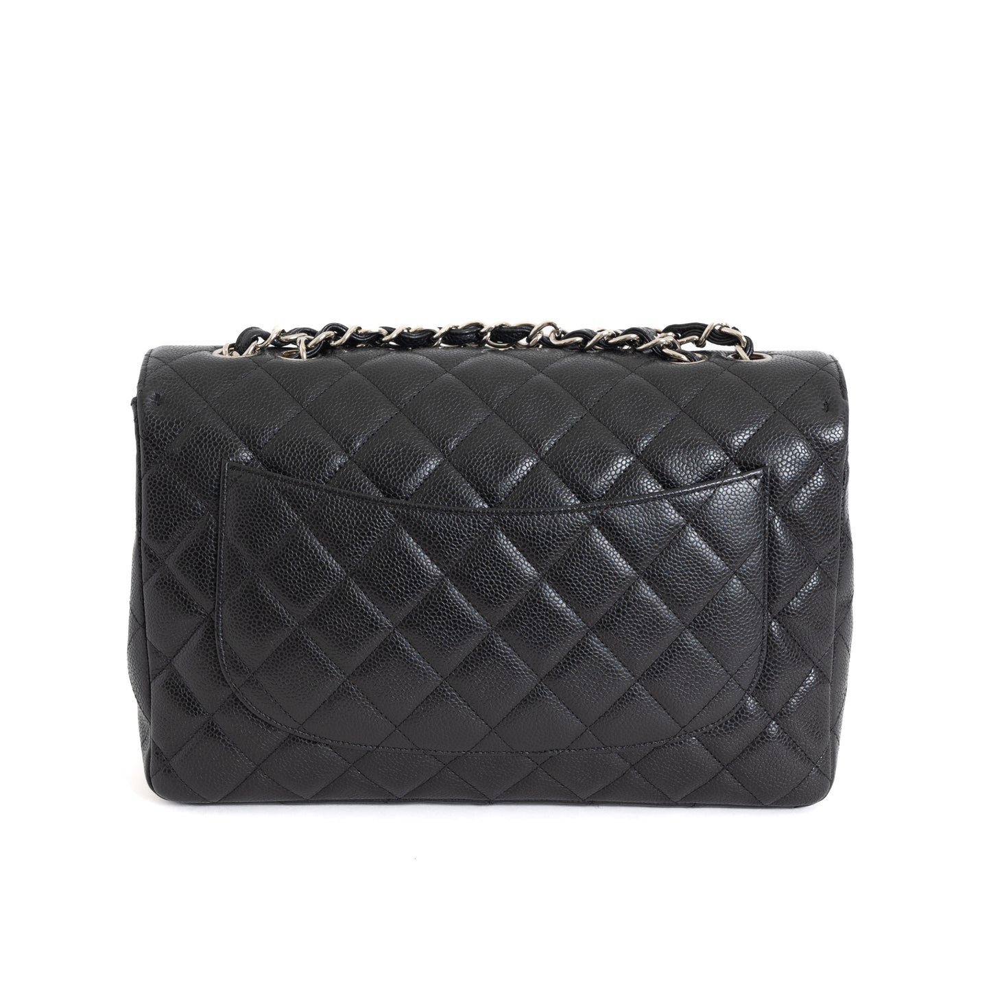 Black Caviar Jumbo Single Flap Silver Hardware