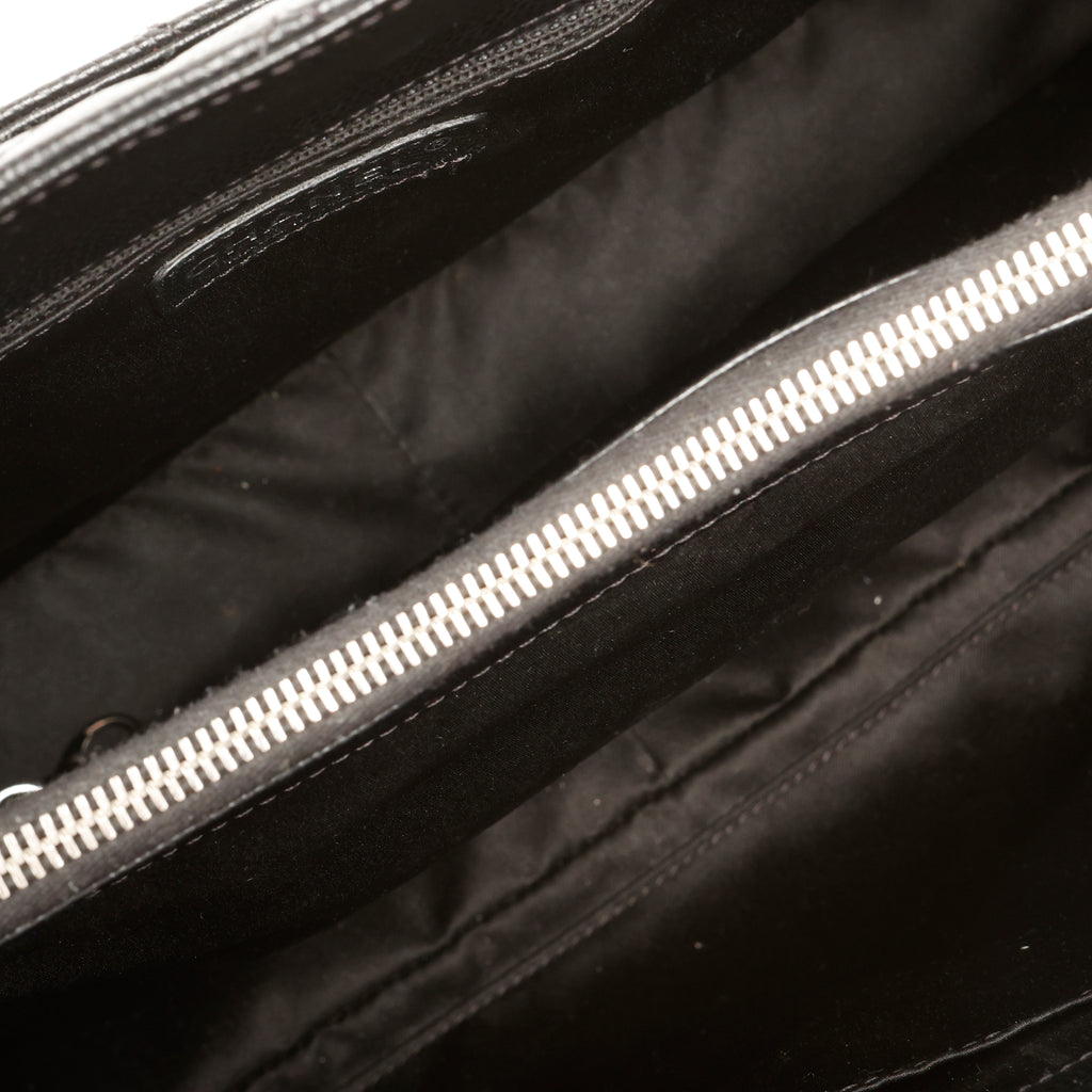 Grand Shopping Tote, Black Caviar Silver Hardware