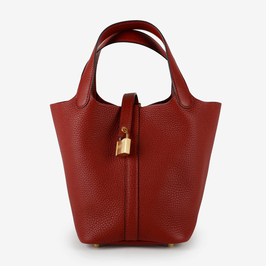 Hermes Picotin 18 Rouge H Clemence Gold Hardware