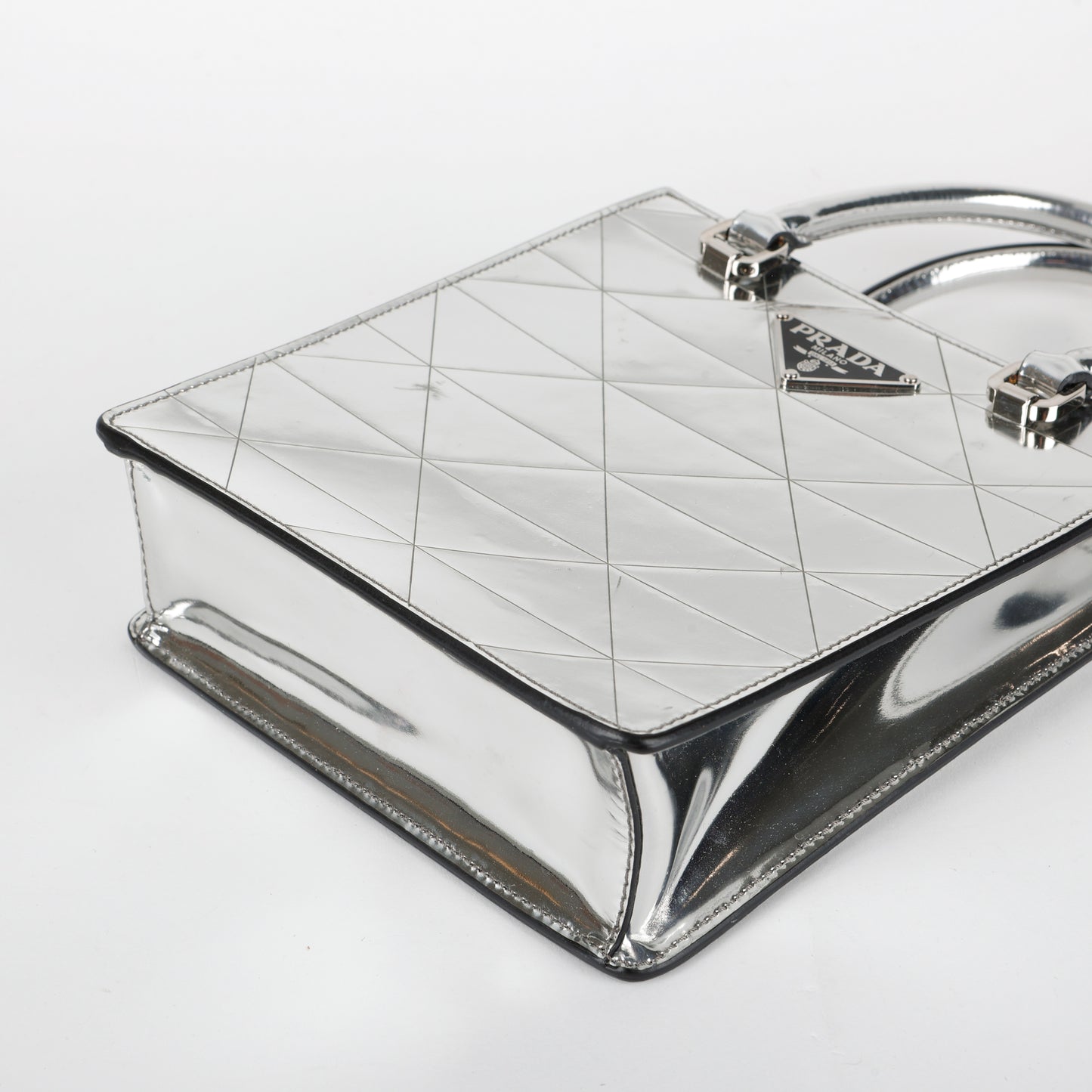 Silver Triangle Spazzolato Mini Tote