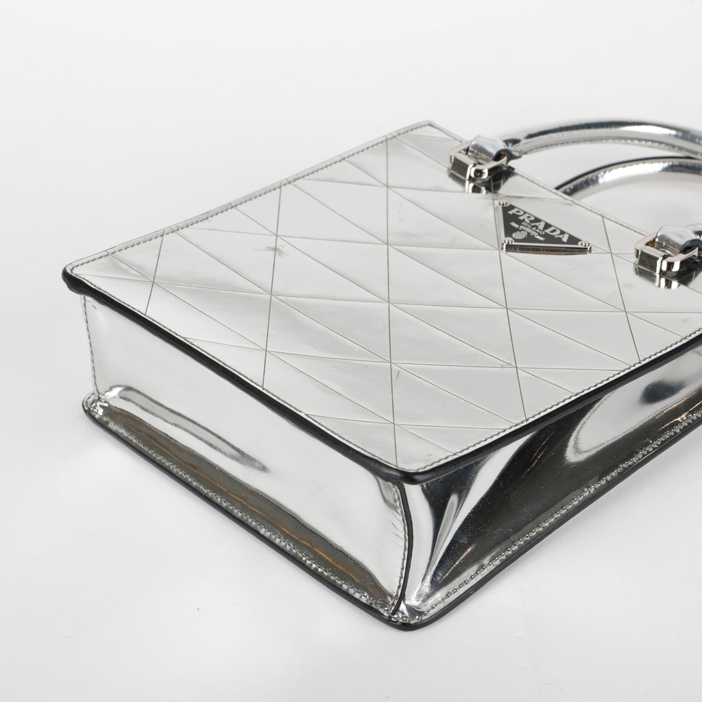 Silver Triangle Spazzolato Mini Tote