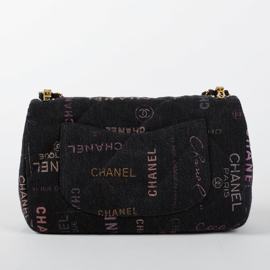 Medium Quilted Dream Flap, Black Denim Multicolor 11403
