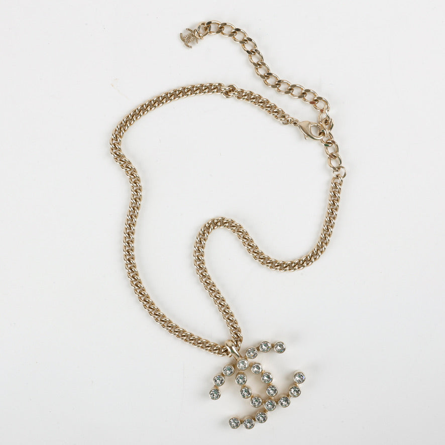 Large Crystal CC Logo Pendant Necklace 11927