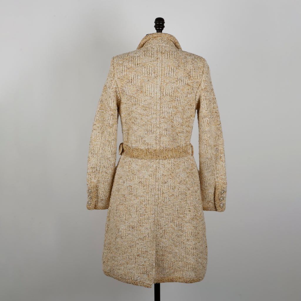 Gold Ecru Beige Tweed Wool (20A) Beige Gold