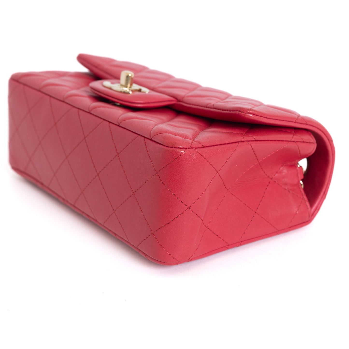 Mini Rectangular Flap, Raspberry Red Lambskin 6877